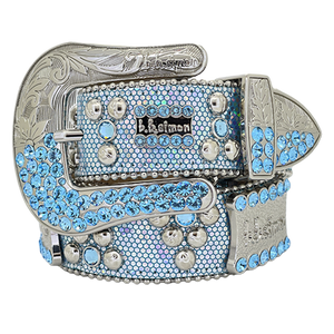 b.b. Simon Light Blue Mermaid Crystal Belt - Dudes Boutique