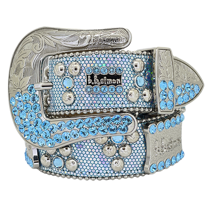 b.b. Simon Light Blue Mermaid Crystal Belt - Dudes Boutique