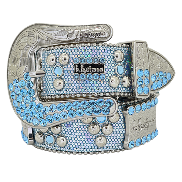 b.b. Simon Light Blue Mermaid Crystal Belt - Dudes Boutique