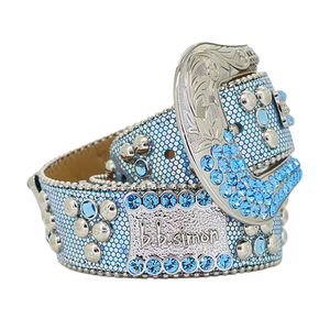 b.b. Simon Light Blue Mermaid Crystal Belt - Dudes Boutique