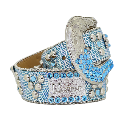 b.b. Simon Light Blue Mermaid Crystal Belt - Dudes Boutique