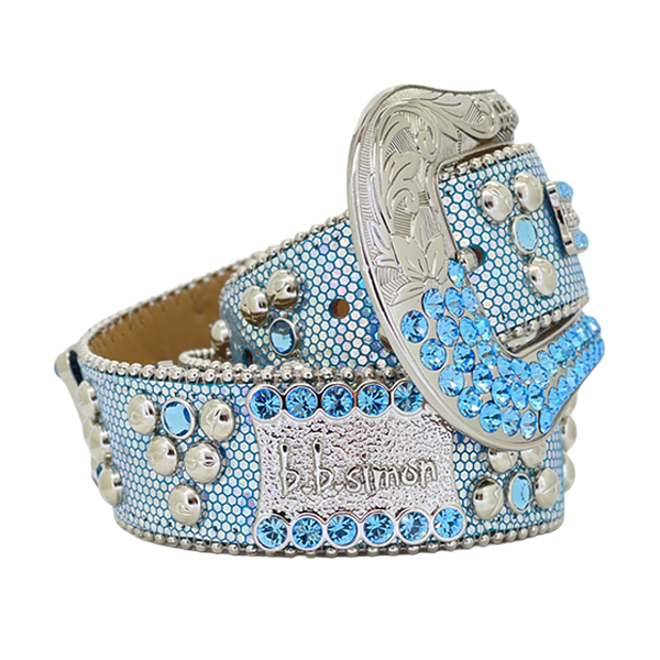 b.b. Simon Light Blue Mermaid Crystal Belt - Dudes Boutique