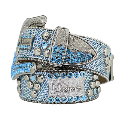b.b. Simon Light Blue Mermaid Crystal Belt - Dudes Boutique