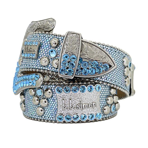 b.b. Simon Light Blue Mermaid Crystal Belt - Dudes Boutique