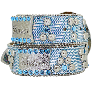 b.b. Simon Light Blue Mermaid Crystal Belt - Dudes Boutique