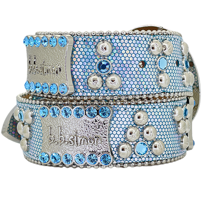 b.b. Simon Light Blue Mermaid Crystal Belt - Dudes Boutique