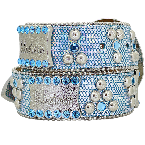 b.b. Simon Light Blue Mermaid Crystal Belt - Dudes Boutique