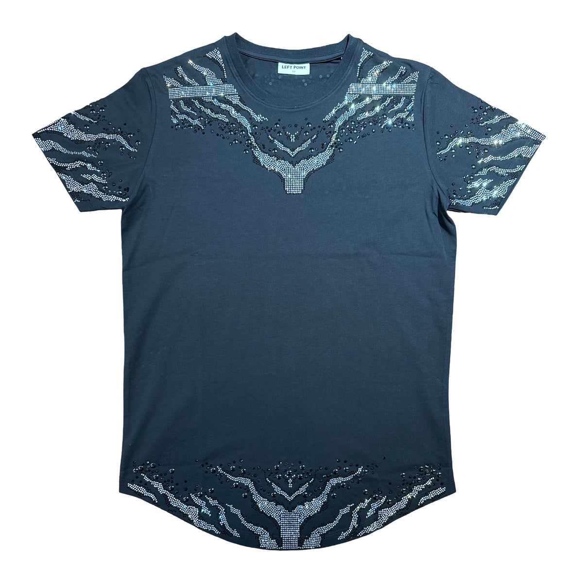 Left Point Black Sliver Crystal Tree Of Life Shirt - Dudes Boutique