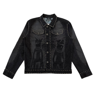 Smoke Rise Black Doberman Sueded Denim Jacket - Dudes Boutique