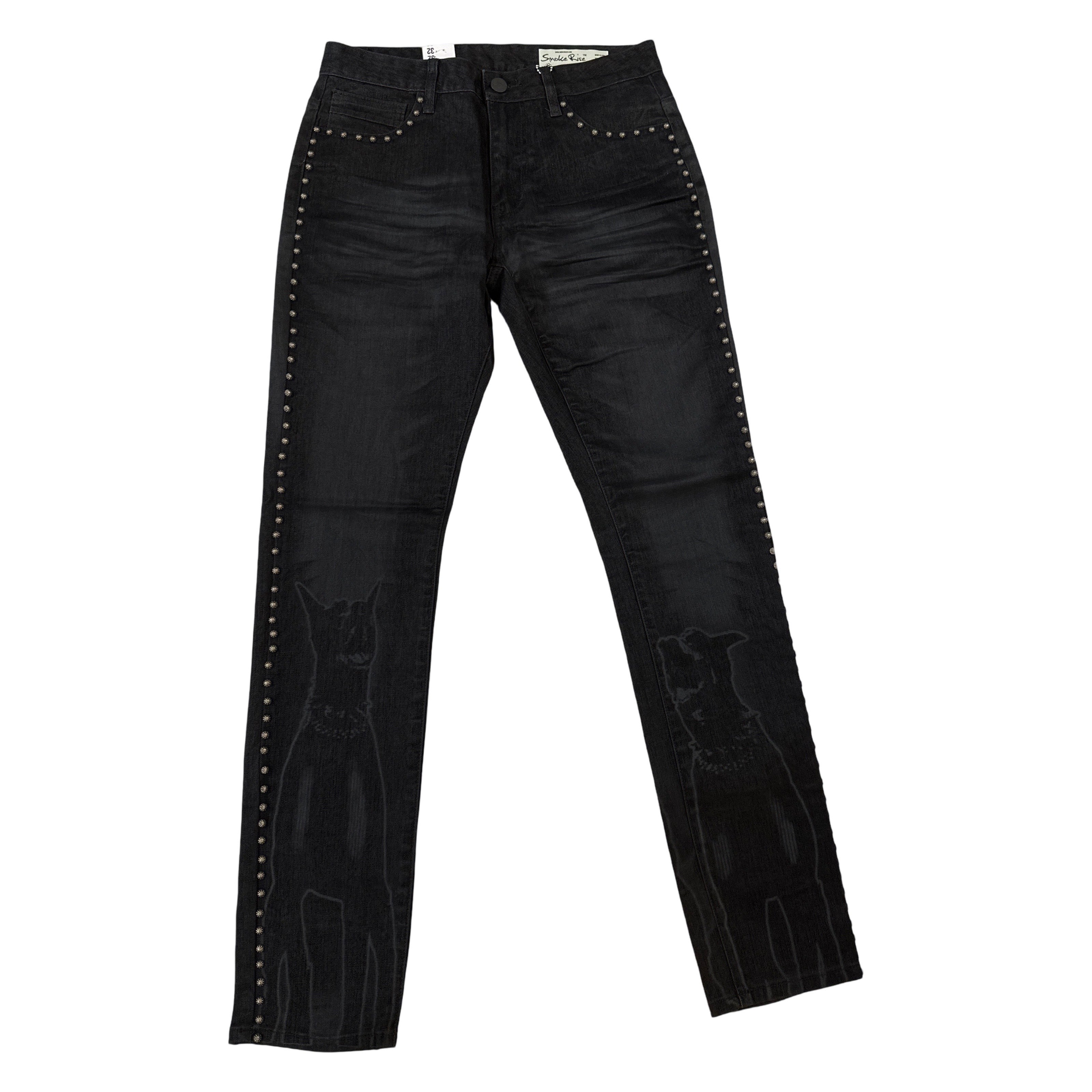 Smoke Rise Black Doberman Sueded Denim Jeans - Dudes Boutique