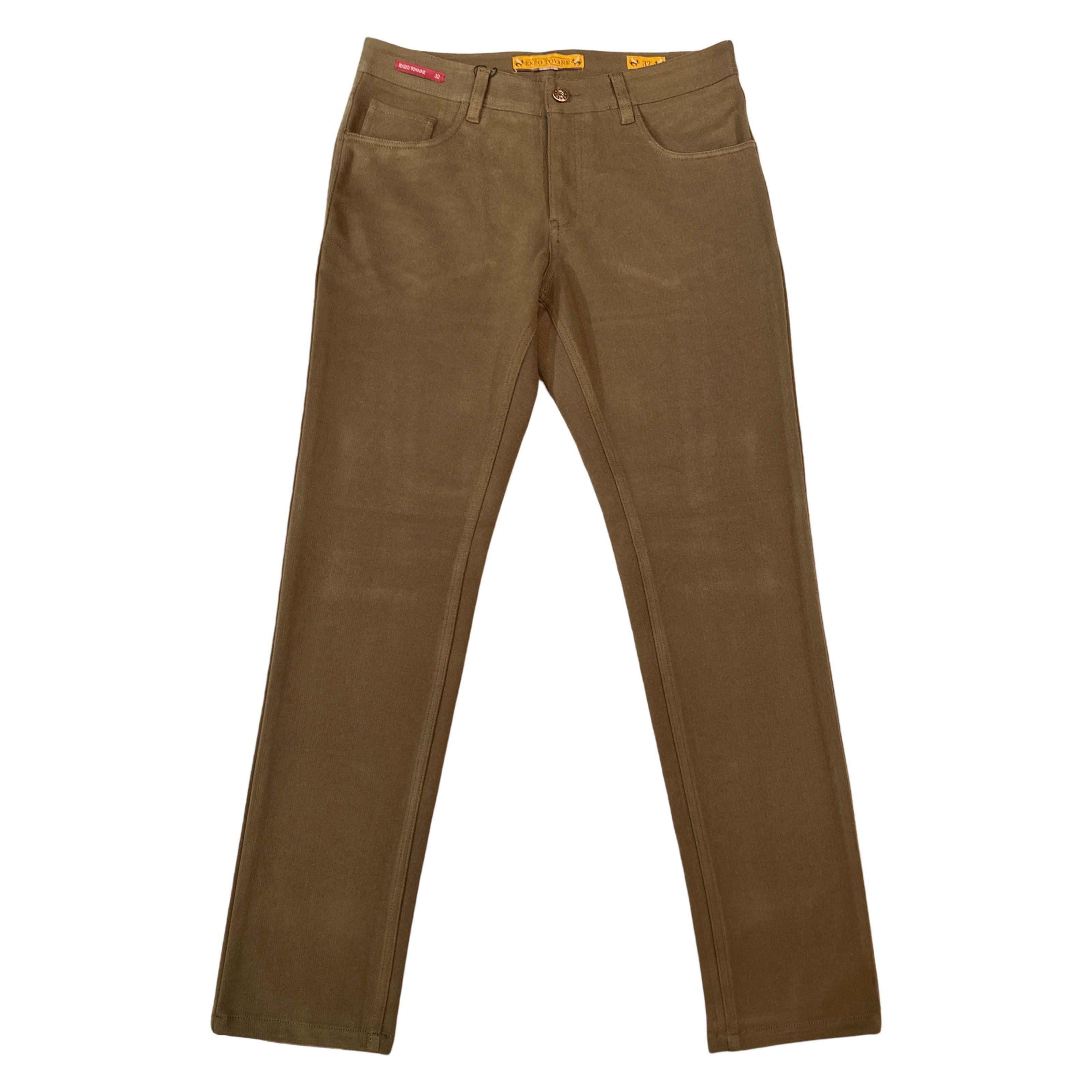 Enzo Alpha-382 Brown Heavy Weight High End Pants - Dudes Boutique