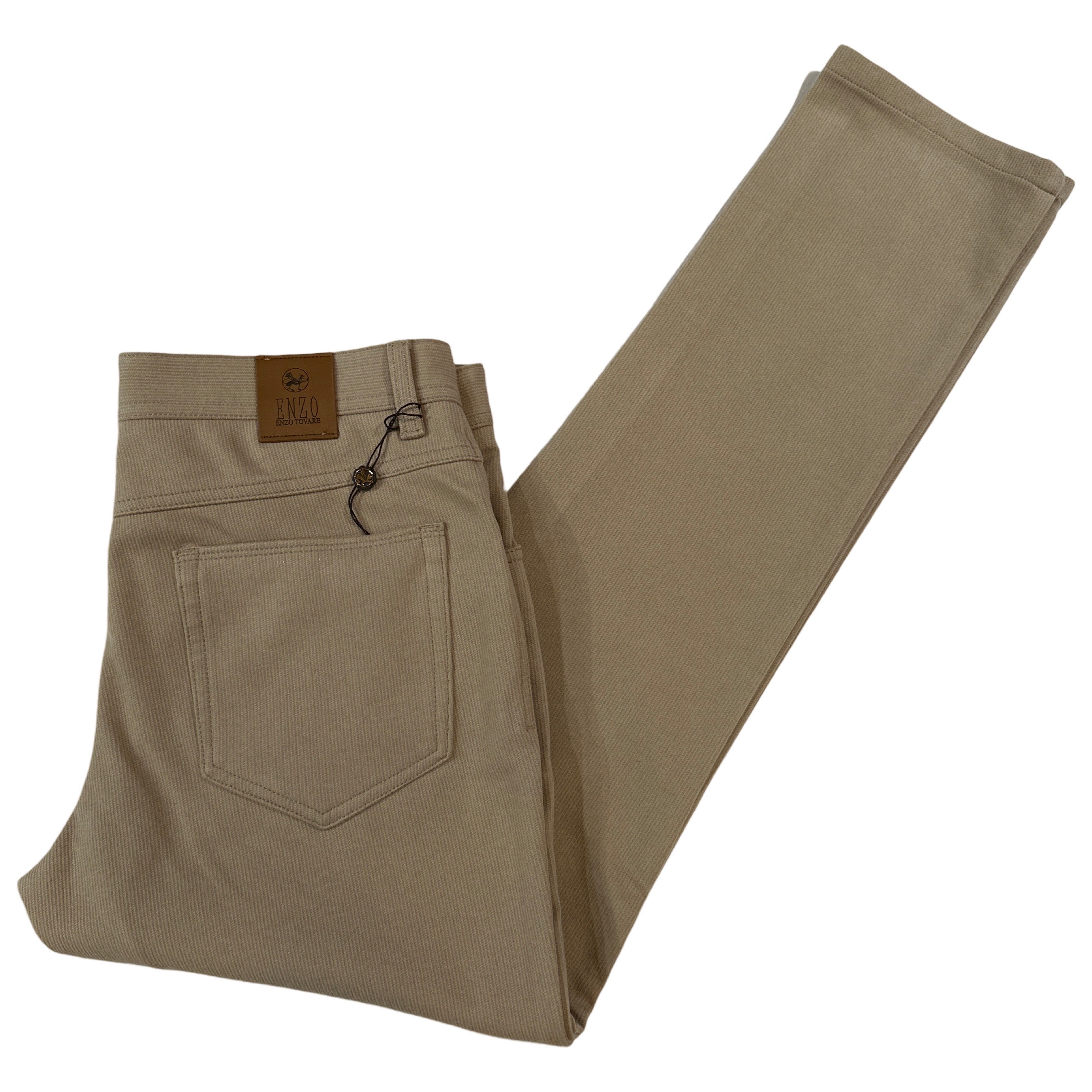 Enzo Alpha-381 Cream Heavy Weight High End Pants - Dudes Boutique