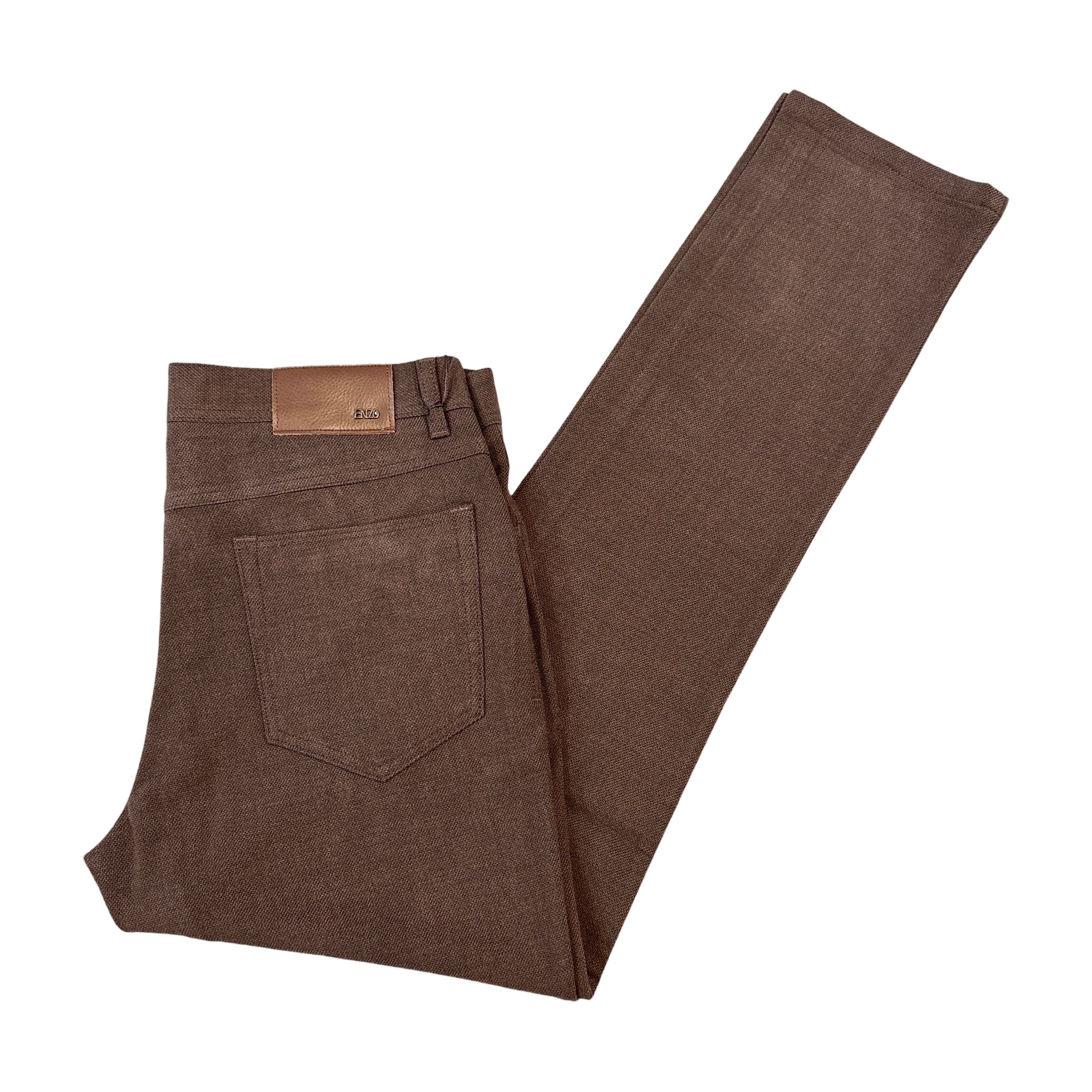 Enzo Alpha-399 Brown High End Pants - Dudes Boutique