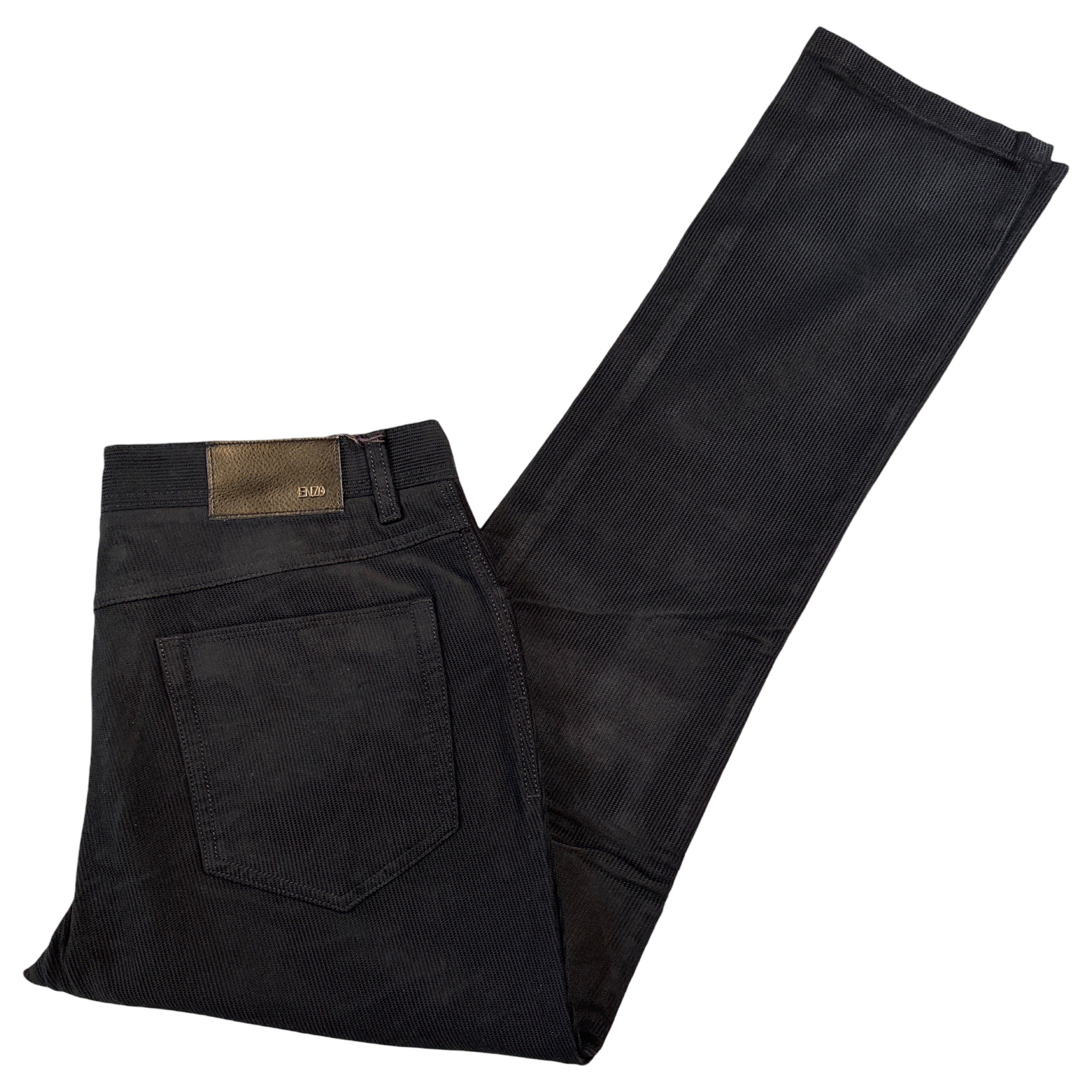 Enzo Alpha-384 Black Pinwale Corduroy High End Pants - Dudes Boutique