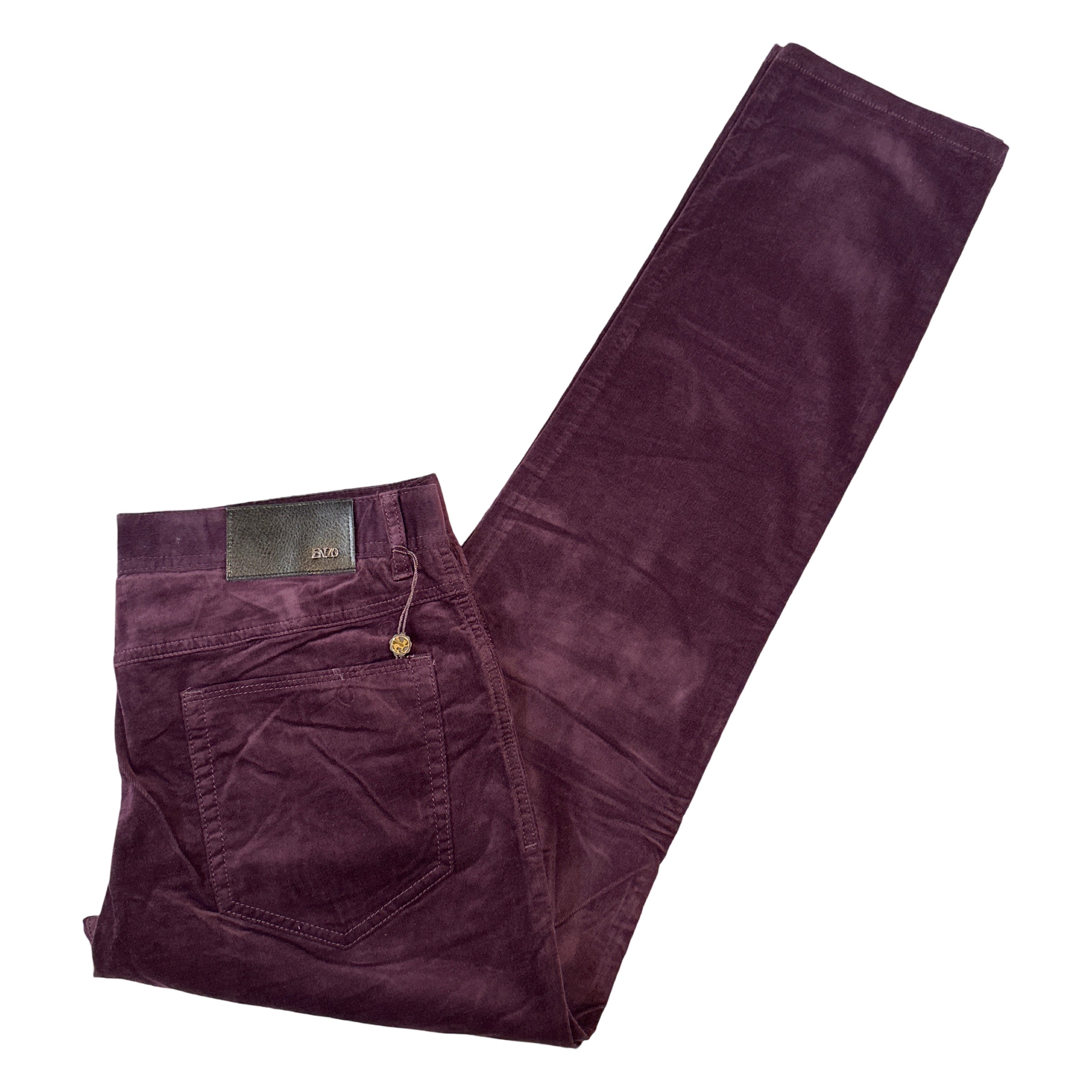 Enzo Alpha-386 Magenta Wine Velour High End Pants - Dudes Boutique