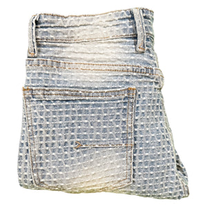 KDNK Washed Blue Embossed Grid Denim Jeans - Dudes Boutique