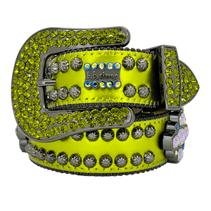 b.b. Simon Octa Sheen Green Crystal Belt - Dudes Boutique