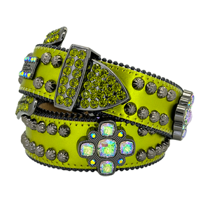 b.b. Simon Octa Sheen Green Crystal Belt - Dudes Boutique