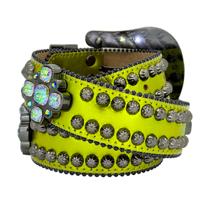 b.b. Simon Octa Sheen Green Crystal Belt - Dudes Boutique