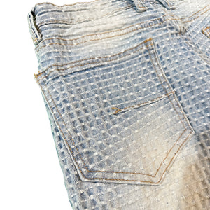 KDNK Washed Blue Embossed Grid Denim Jeans - Dudes Boutique