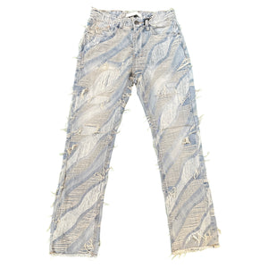 KDNK Blue Distressed Denim Heavy Frayed Jeans - Dudes Boutique