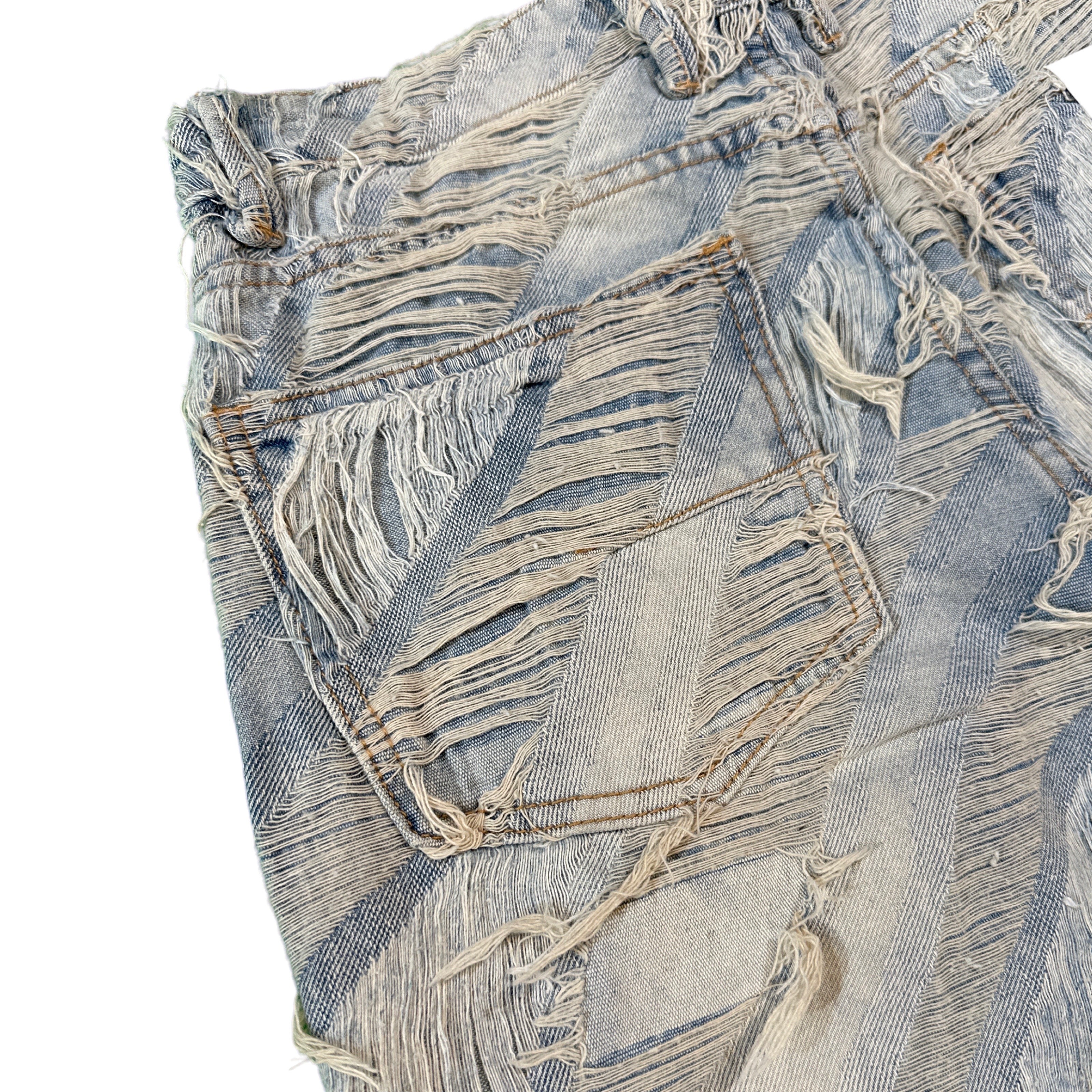 KDNK Blue Distressed Denim Heavy Frayed Jeans - Dudes Boutique