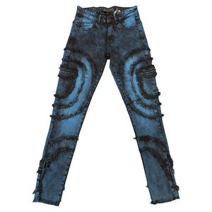 KDNK Distressed Navy Blue Denim Round Frayed Jeans - Dudes Boutique