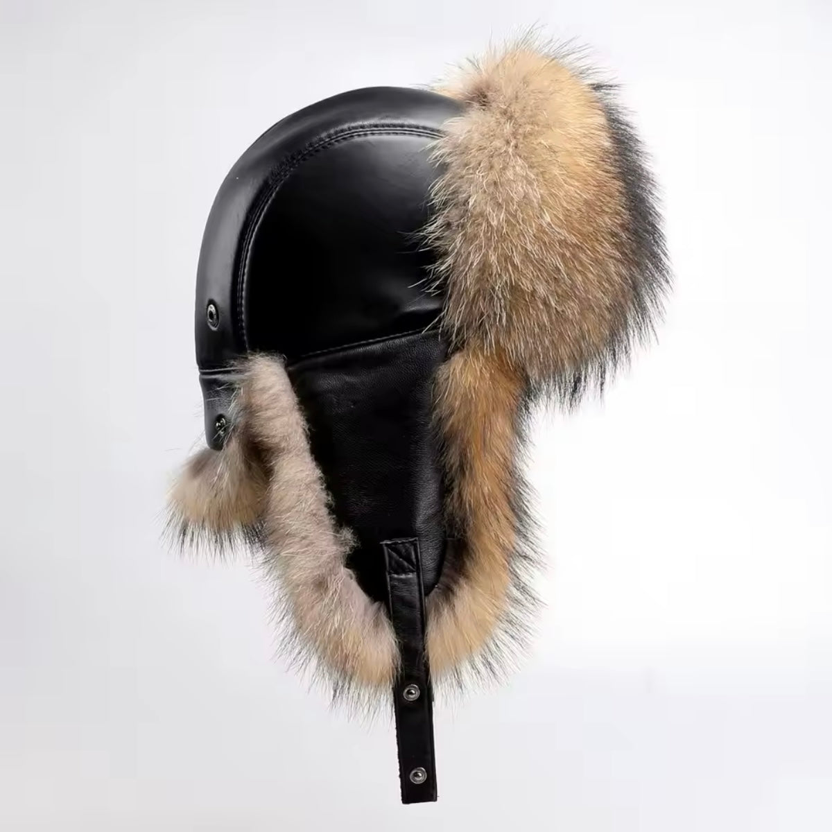 Kashani Red Fox Fur Oversized Lambskin Trapper Hat - Dudes Boutique