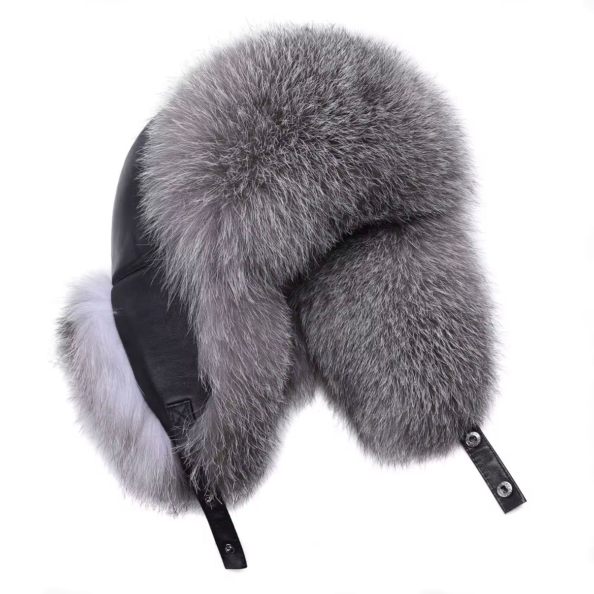 Kashani Silver Fox Fur Oversized Lambskin Trapper Hat – Dudes Boutique