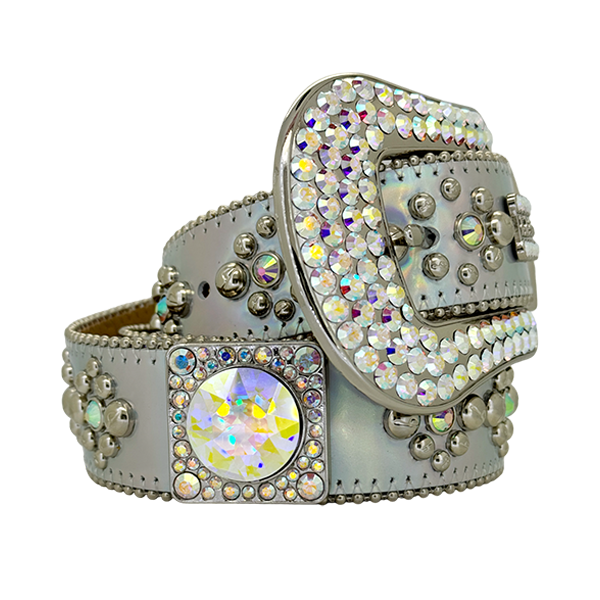 b.b. Simon Silver Hologram Crystal Belt - Dudes Boutique