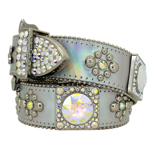 b.b. Simon Silver Hologram Crystal Belt - Dudes Boutique