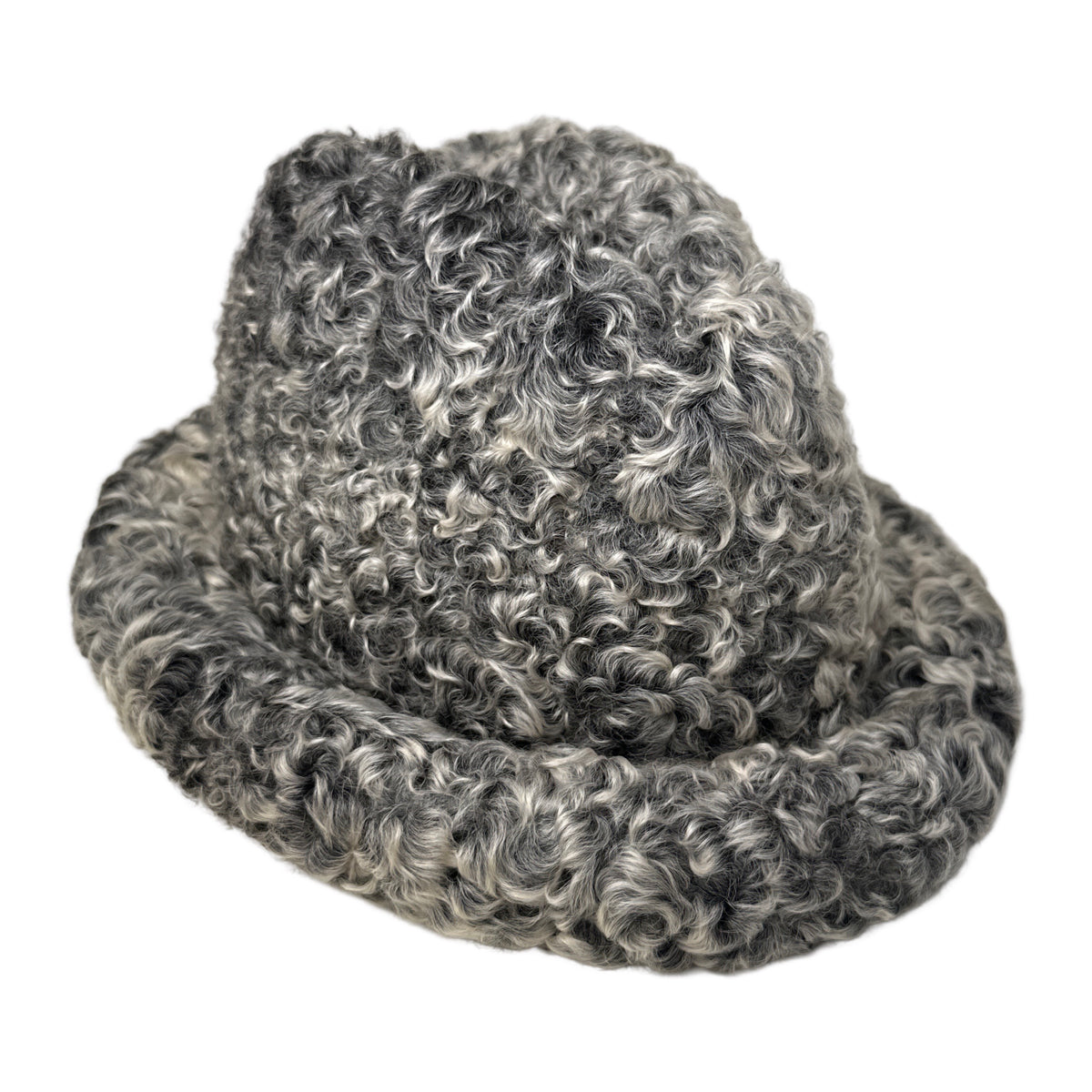 Kashani Grey Persian Lamb Fur Top Hat - Dudes Boutique