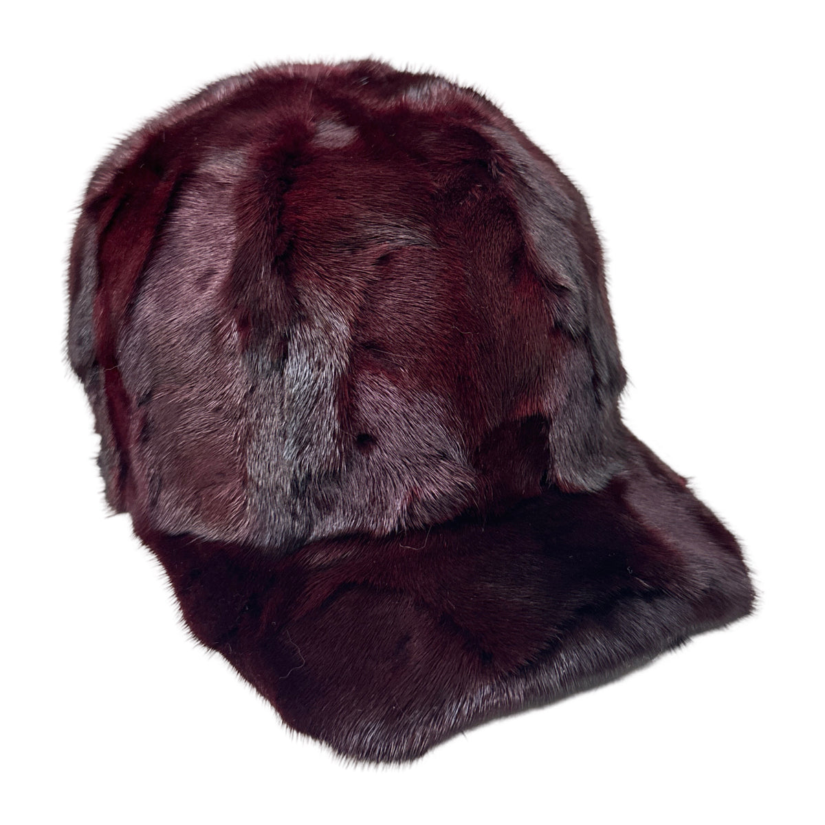 Kashani Wine Red Diamond Cut Mink Baseball Hat - Dudes Boutique