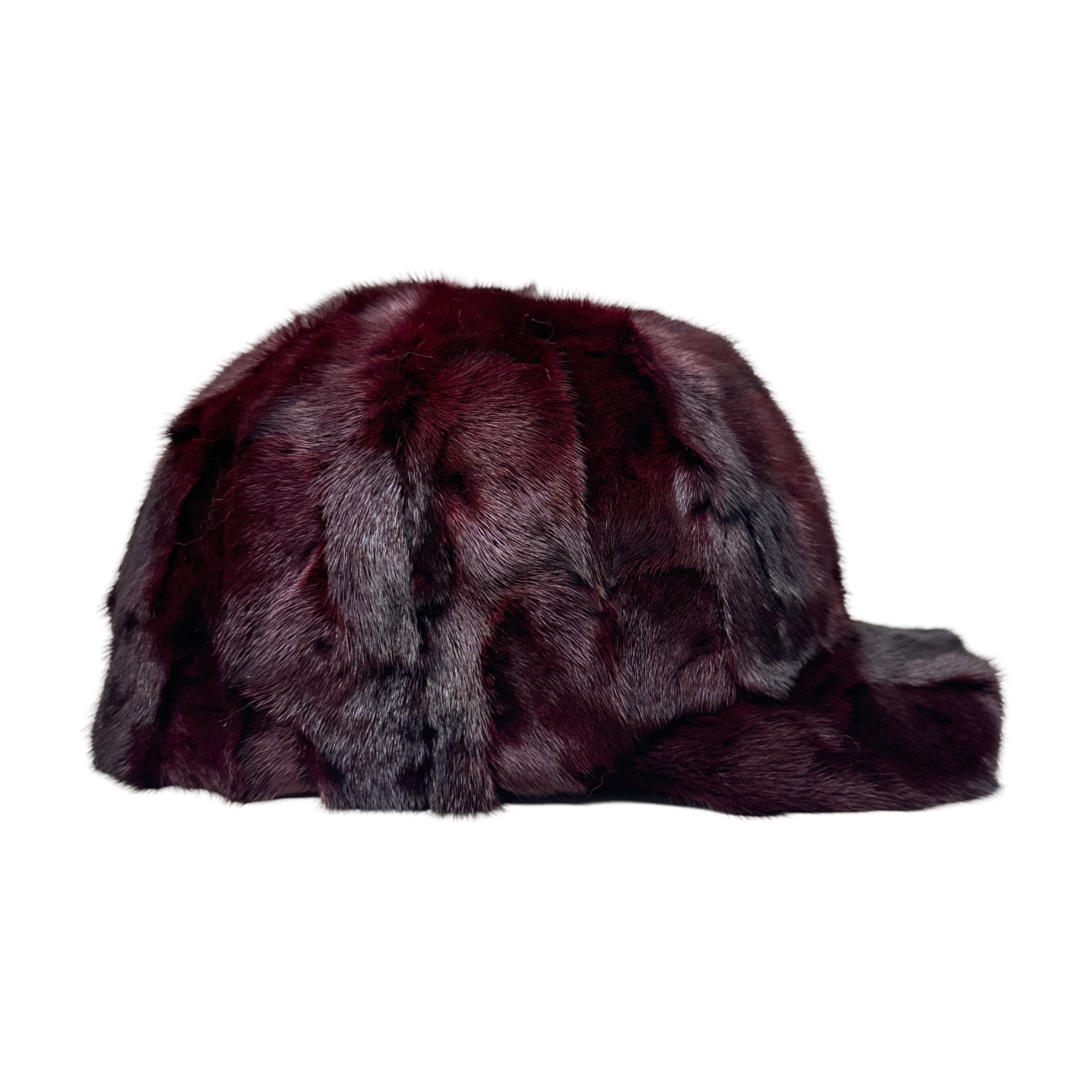 Kashani Wine Red Diamond Cut Mink Baseball Hat - Dudes Boutique