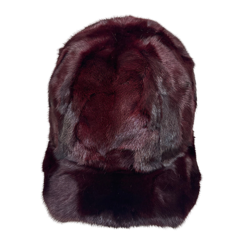 Kashani Wine Red Diamond Cut Mink Baseball Hat - Dudes Boutique