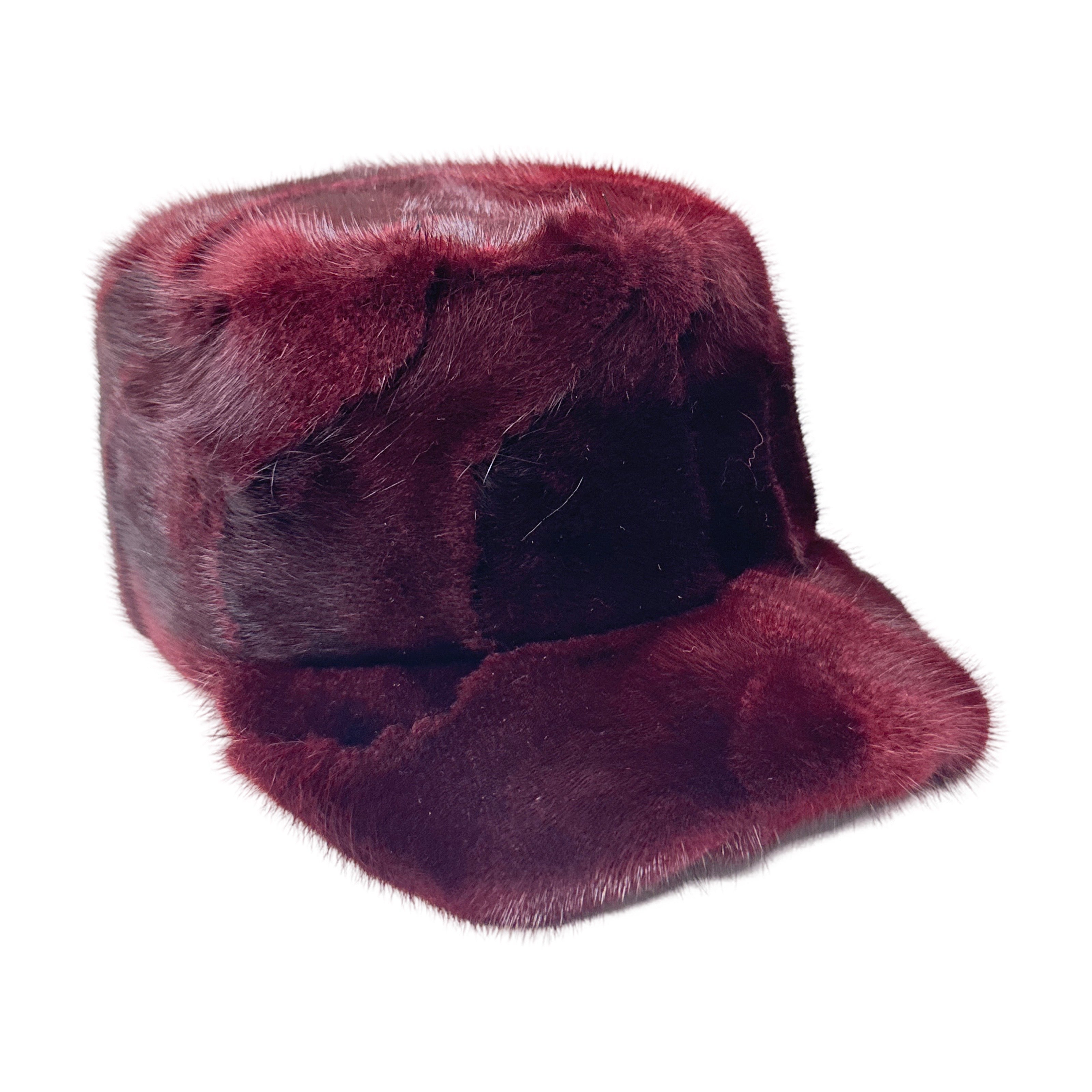 Kashani Burgundy Diamond Cut Mink Cadet Hat - Dudes Boutique