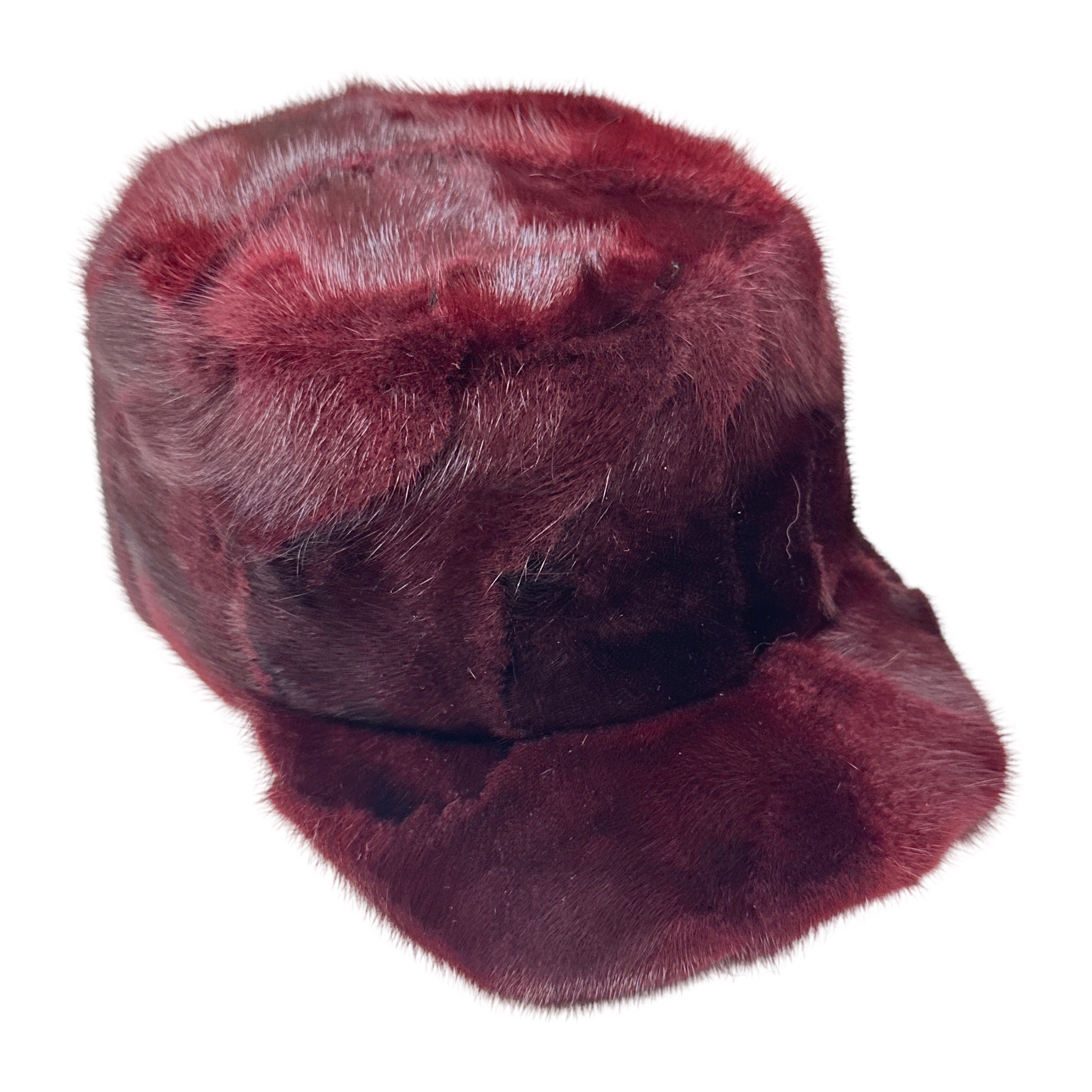 Kashani Burgundy Diamond Cut Mink Cadet Hat - Dudes Boutique