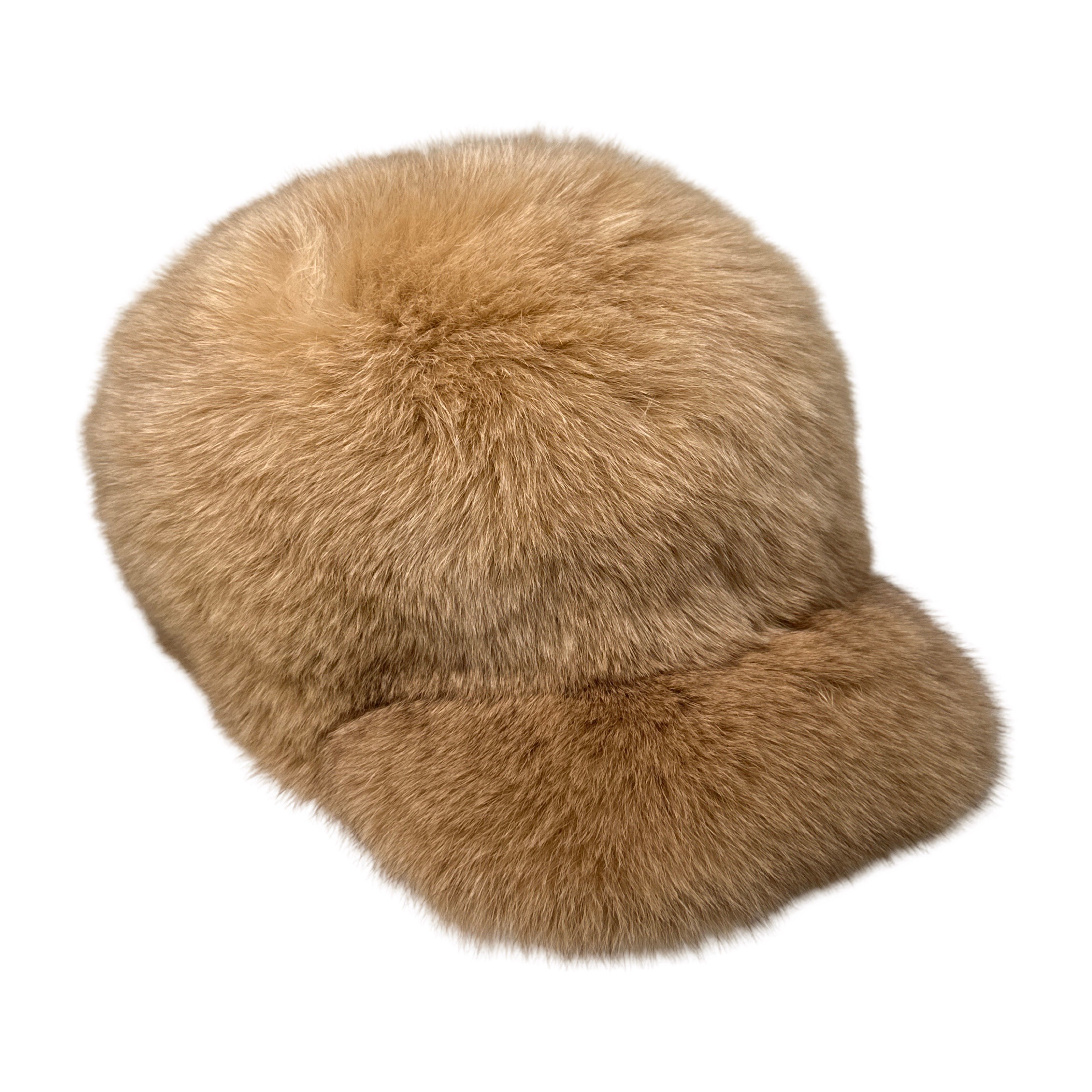 Kashani Brown Oversized Fox Fur Baseball Hat - Dudes Boutique