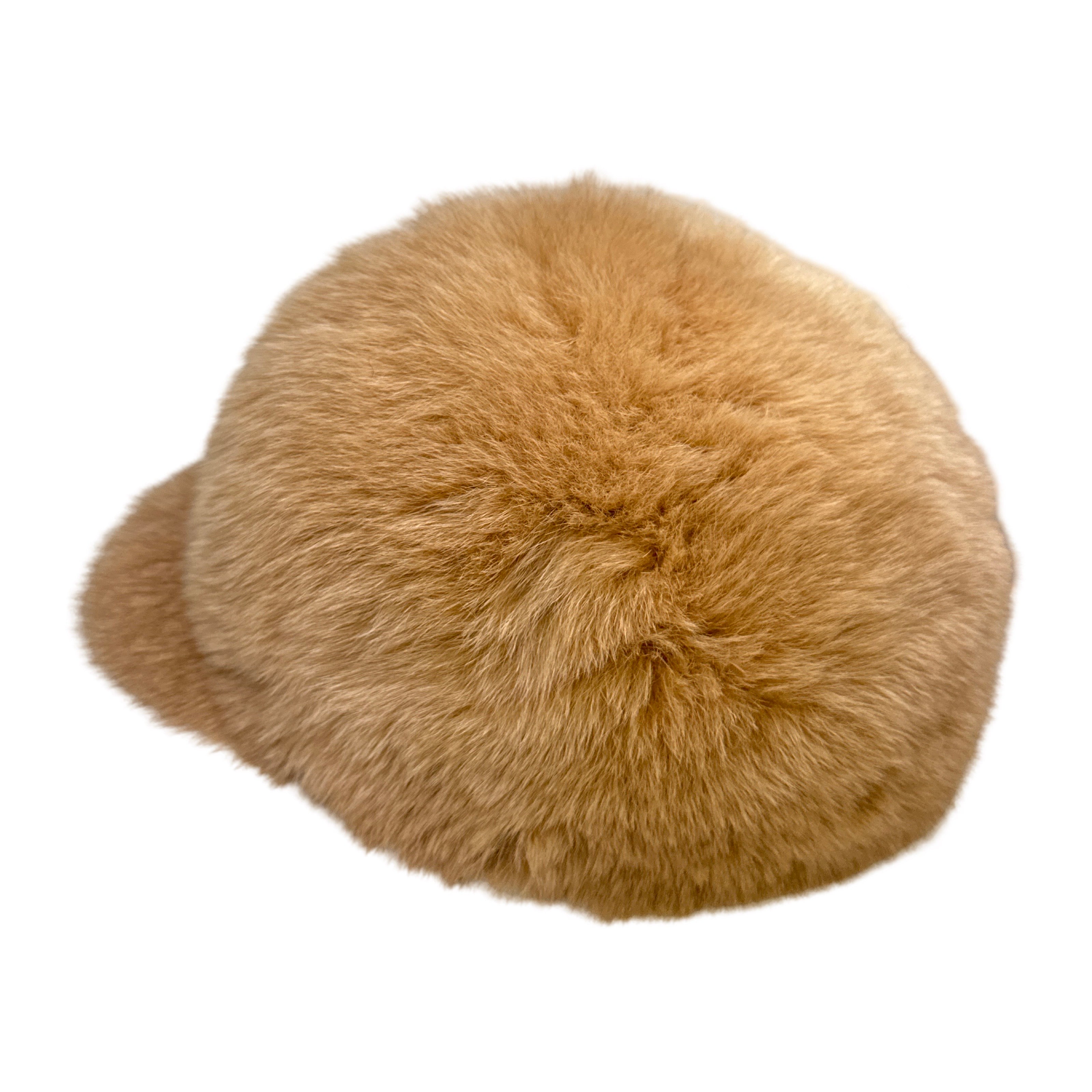 Kashani Brown Oversized Fox Fur Baseball Hat - Dudes Boutique