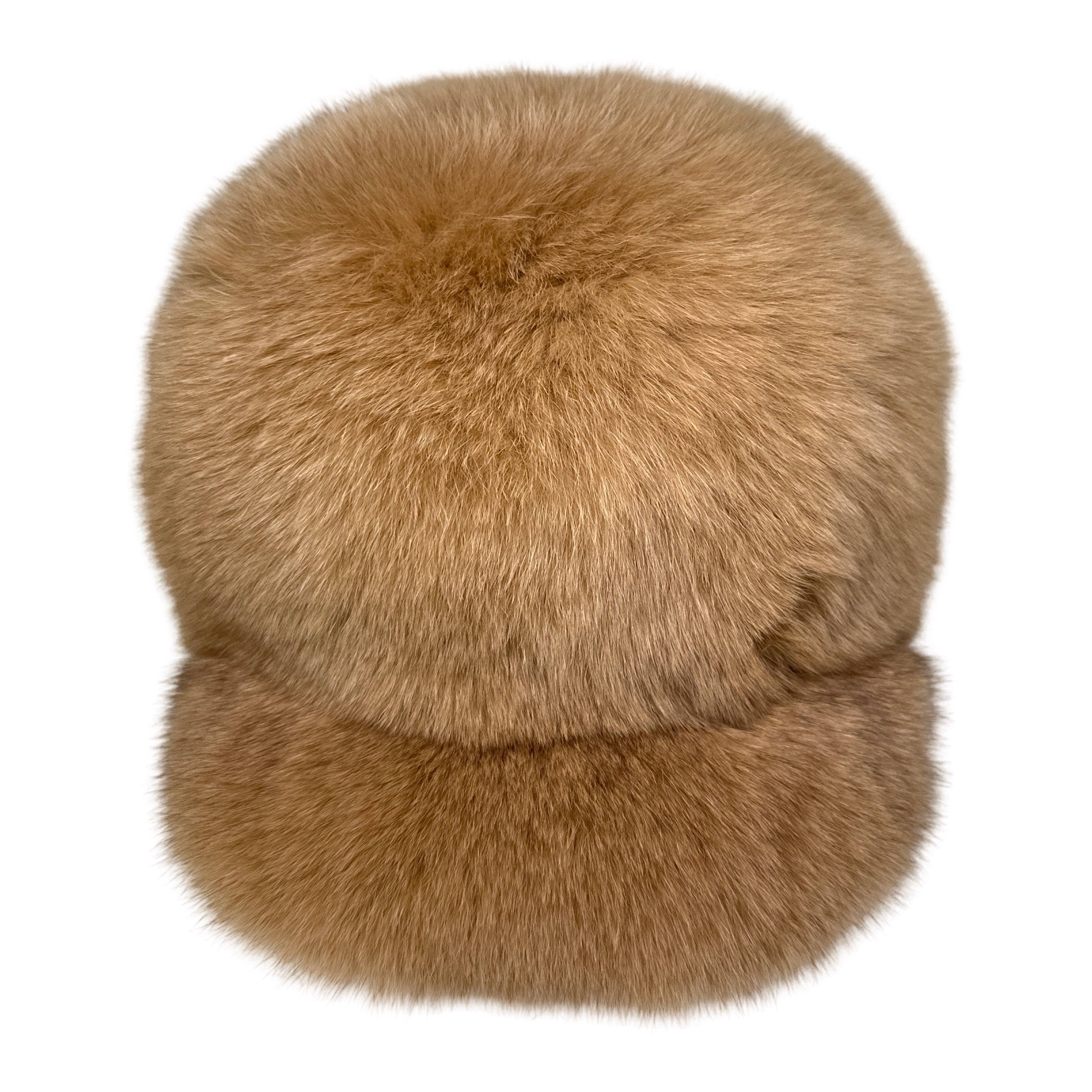 Kashani Brown Oversized Fox Fur Baseball Hat - Dudes Boutique