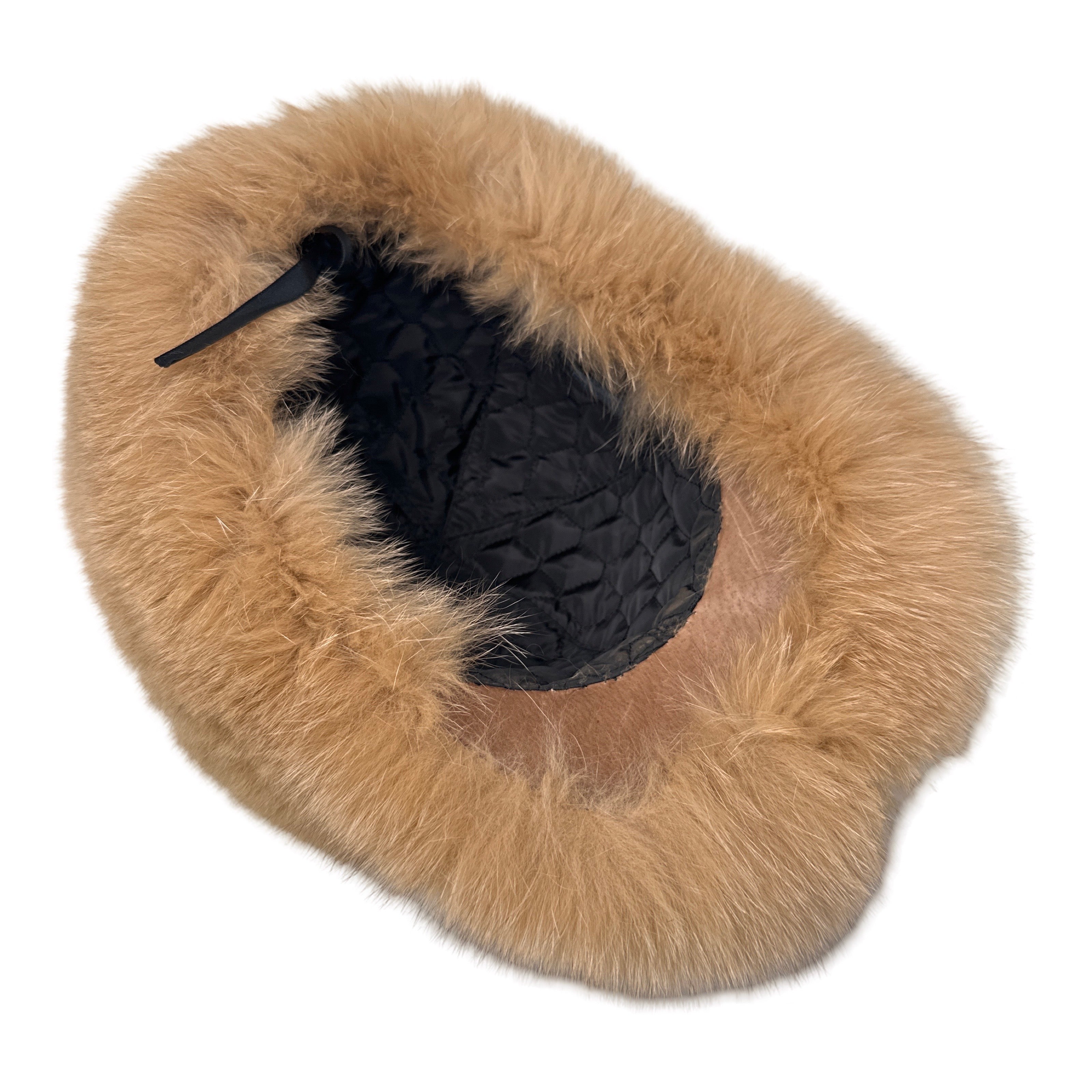 Kashani Brown Oversized Fox Fur Baseball Hat - Dudes Boutique