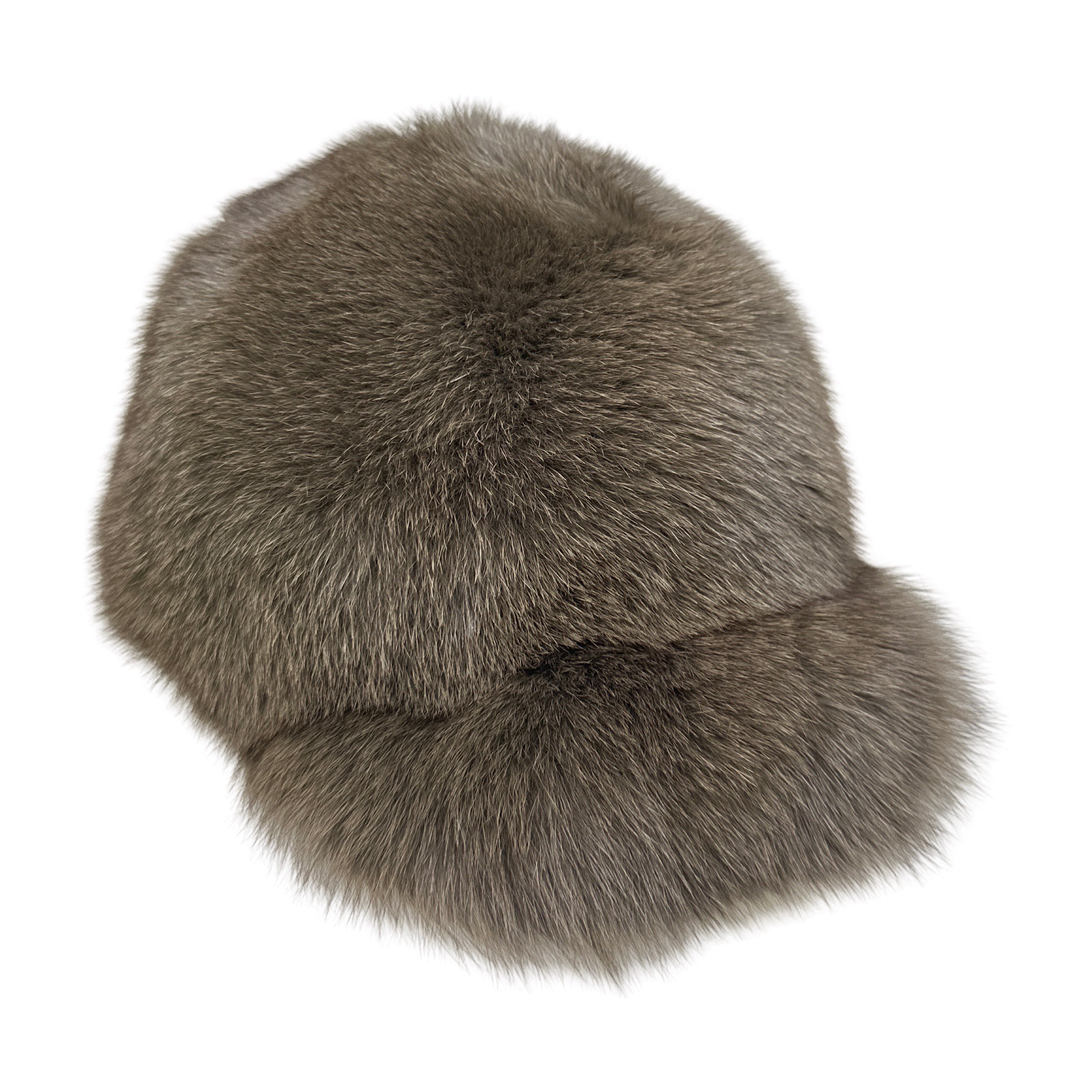 Kashani Olive Green Oversized Fox Fur Baseball Hat - Dudes Boutique