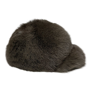 Kashani Olive Green Oversized Fox Fur Baseball Hat - Dudes Boutique