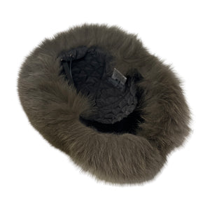 Kashani Olive Green Oversized Fox Fur Baseball Hat - Dudes Boutique