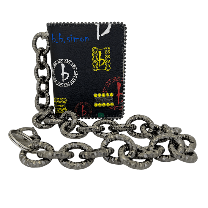 b.b. Simon Chain Wallet- Small bb Pattern Black / Citrine - Dudes Boutique