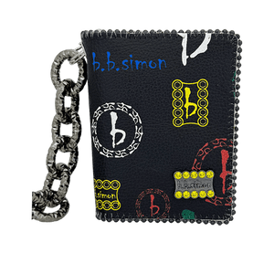 b.b. Simon Chain Wallet- Small bb Pattern Black / Citrine - Dudes Boutique