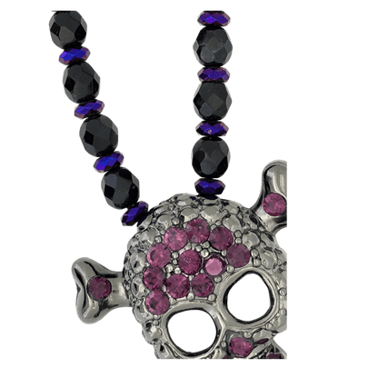 b.b. Simon Skull N Crossbones Bead Necklace – Purple/Amethyst - Dudes Boutique