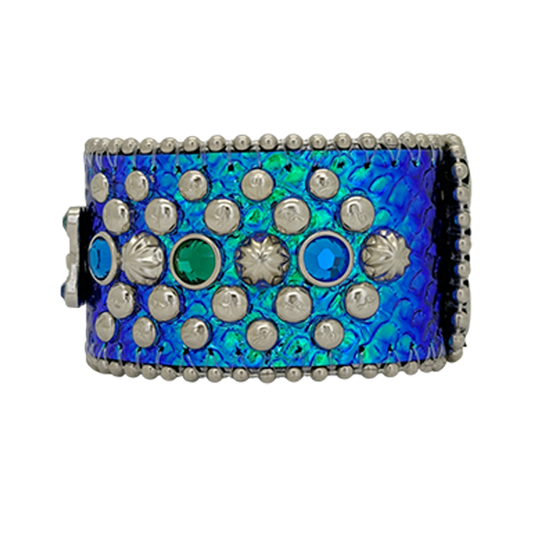 b.b. Simon Trojan Cuff Iridescent Blue Python Bracelet - Dudes Boutique
