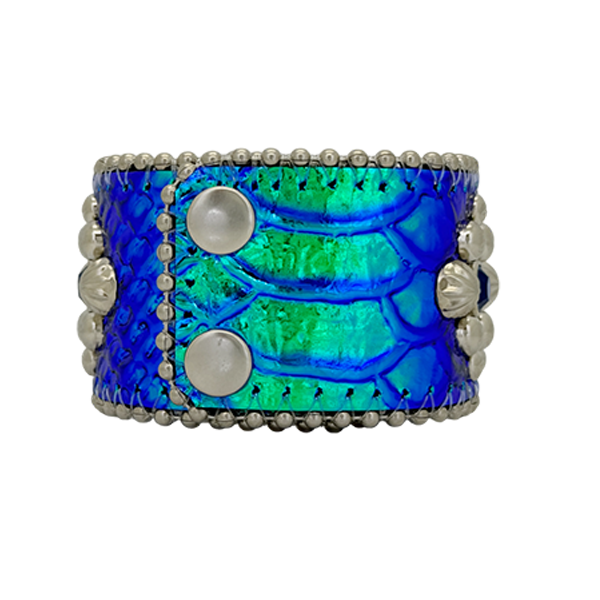 b.b. Simon Trojan Cuff Iridescent Blue Python Bracelet - Dudes Boutique