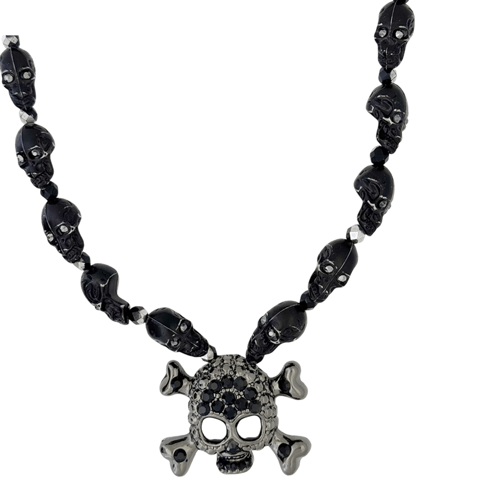 b.b. Simon Skull N Crossbones Nightmare Necklace – Black/Jet - Dudes Boutique